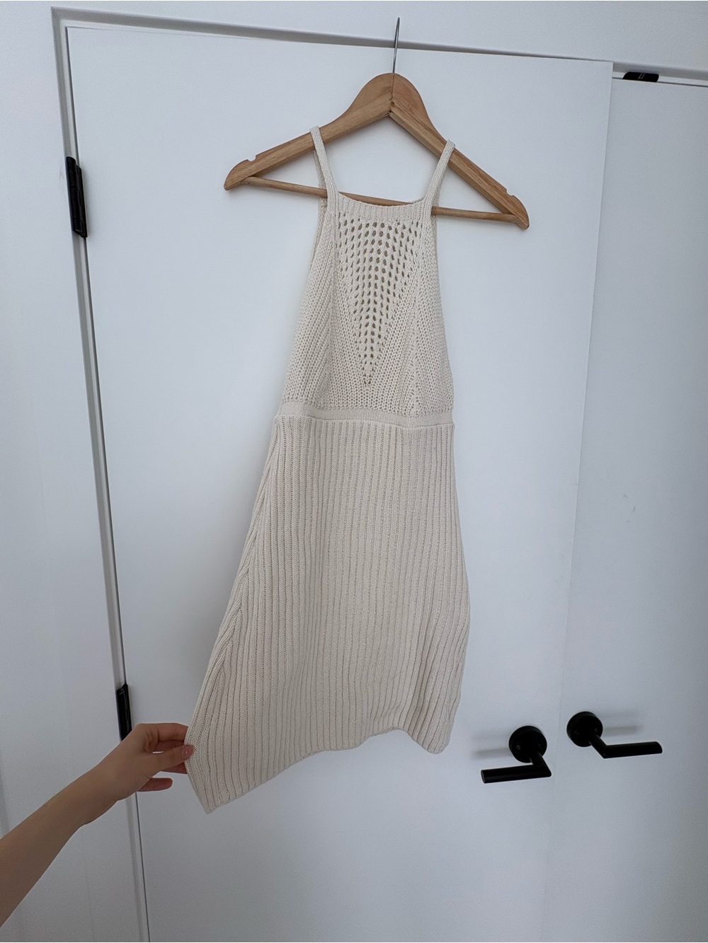 Cream Knit Halter Beach or Summer Dress